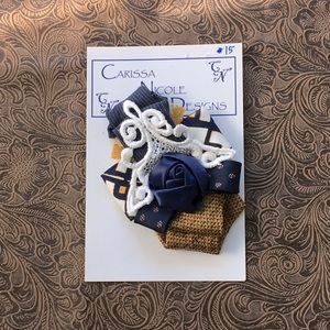 Scrappy navy mustard flower pin rose neckties satin